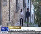 Italy is among 11 European countries involved in the trial of visa-free travel to China. Tourism is already booming – and businesses are taking advantage of the ease with which they can strengthen ties. CGTN’s Hermione Kitson reports.