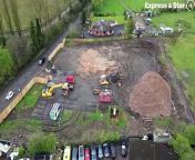 Aerial footage of the former Horse &amp; Jockey pub, Walsall Wood, which has now been completely demolished.