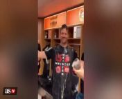 Beer bath for Xabi after historic title with Leverkusen from anty bath video