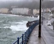 The waves crashed up onto Douglas Promenade on Wednesday afternoon