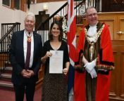 Greater Manchester Deputy Lieutenant Martin Ainscough and Mayor of Wigan Coun Kevin Anderson welcomes Wigan&#39;s new British Citizens as certificates were presented at the monthly British Citizenship ceremony held at Wigan Town Hall.