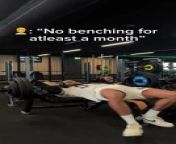 This guy failed terribly while attempting bench press at a gym. Sadly, the bar accidentally slipped out of his hands and landed on his chest in the middle of the set.&#60;br/&#62;&#60;br/&#62;?The underlying music rights are not available for license. For use of the video with the track(s) contained therein, please contact the music publisher(s) or relevant rightsholder(s).?
