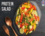 Learn how to make Protein Salad at home with our Chef Varun&#60;br/&#62;&#60;br/&#62;Need to up your protein intake? Try one of our awesome vegetarian high protein salads! &#60;br/&#62;&#60;br/&#62;Ingredients:&#60;br/&#62;100 gms Cottage Cheese (cubed) (18-20 grams of protein)&#60;br/&#62;100 gms Peanuts (boiled) (28 grams of protein)&#60;br/&#62;100 gms Mix Sprouts (steamed) (24-34 grams of protein)&#60;br/&#62;10-12 Spring Onion Greens (chopped)&#60;br/&#62;1 Yellow Bell Pepper (chopped)&#60;br/&#62;1 Red Bell Pepper (chopped)&#60;br/&#62;1 Carrot (peeled &amp; sliced)&#60;br/&#62;1 Cucumber (peeled &amp; sliced)&#60;br/&#62;1 Tomato (sliced)&#60;br/&#62;3 Green Chillies (slit)&#60;br/&#62;juice of ½ a Lemon&#60;br/&#62;¾ tsp Red Chilli Powder&#60;br/&#62;1 tsp Raw Mango Powder&#60;br/&#62;1 tsp Cumin Seeds Powder (roasted)&#60;br/&#62;Salt (as per taste)