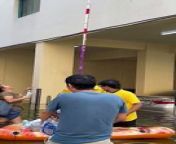 Sharjah floods: volunteers deliver in high rise using ropes from asian high school
