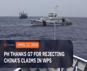 The Philippines thanks the G7 foreign ministers for rejecting China’s ‘baseless and expansive’ claims of the West Philippine Sea.&#60;br/&#62;&#60;br/&#62;Full story: https://www.rappler.com/philippines/g7-unclos-support-china-baseless-expansive-claims-disputed-sea/