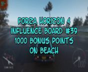 This video from FORZA HORIZON 4 and is for those of us that like to find and collect things. In this video, we will find my 39th INFLUENCE BOARD to destroy and this one was good for 1000BONUS POINTS and it was located near BAMBURGH CASTLE on the BEACH.