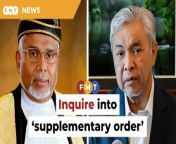 Hamid Sultan Abu Backer says the allegations in Ahmad Zahid Hamidi’s affidavit are ‘potentially damaging to the rule of law’.&#60;br/&#62;&#60;br/&#62;Read More: &#60;br/&#62;https://www.freemalaysiatoday.com/category/nation/2024/04/23/rulers-must-inquire-into-supplementary-order-says-retired-judge/&#60;br/&#62;&#60;br/&#62;Laporan Lanjut: &#60;br/&#62;https://www.freemalaysiatoday.com/category/bahasa/tempatan/2024/04/23/raja-raja-boleh-laksana-inkuiri-perintah-tambahan-kata-bekas-hakim-bersara/&#60;br/&#62;&#60;br/&#62;Free Malaysia Today is an independent, bi-lingual news portal with a focus on Malaysian current affairs.&#60;br/&#62;&#60;br/&#62;Subscribe to our channel - http://bit.ly/2Qo08ry&#60;br/&#62;------------------------------------------------------------------------------------------------------------------------------------------------------&#60;br/&#62;Check us out at https://www.freemalaysiatoday.com&#60;br/&#62;Follow FMT on Facebook: https://bit.ly/49JJoo5&#60;br/&#62;Follow FMT on Dailymotion: https://bit.ly/2WGITHM&#60;br/&#62;Follow FMT on X: https://bit.ly/48zARSW &#60;br/&#62;Follow FMT on Instagram: https://bit.ly/48Cq76h&#60;br/&#62;Follow FMT on TikTok : https://bit.ly/3uKuQFp&#60;br/&#62;Follow FMT Berita on TikTok: https://bit.ly/48vpnQG &#60;br/&#62;Follow FMT Telegram - https://bit.ly/42VyzMX&#60;br/&#62;Follow FMT LinkedIn - https://bit.ly/42YytEb&#60;br/&#62;Follow FMT Lifestyle on Instagram: https://bit.ly/42WrsUj&#60;br/&#62;Follow FMT on WhatsApp: https://bit.ly/49GMbxW &#60;br/&#62;------------------------------------------------------------------------------------------------------------------------------------------------------&#60;br/&#62;Download FMT News App:&#60;br/&#62;Google Play – http://bit.ly/2YSuV46&#60;br/&#62;App Store – https://apple.co/2HNH7gZ&#60;br/&#62;Huawei AppGallery - https://bit.ly/2D2OpNP&#60;br/&#62;&#60;br/&#62;#FMTNews #AhmadZahidHamidi #NajibRazak #FederalConstitution