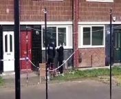 Officers from South Yorkshire Police have been filmed today (April 25) pointing to bullet holes in the windows of a set of Sheffield flats on Lowedeges Road after a reported shooting overnight.