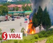 A one-tonne lorry erupted into flames near the Bukit Jelutong Toll Plaza on Tuesday (April 30) afternoon.&#60;br/&#62;&#60;br/&#62;Videos of the incident showing plumes of smoke and loud bangs from the burning lorry have gone viral.&#60;br/&#62; &#60;br/&#62;WATCH MORE: https://thestartv.com/c/news&#60;br/&#62;SUBSCRIBE: https://cutt.ly/TheStar&#60;br/&#62;LIKE: https://fb.com/TheStarOnline