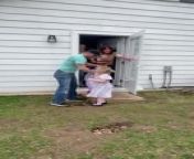 This little girl and her cousins were dashing out of their grandparents&#39; house to seek for Easter eggs. She was so excited for the egg hunt that she didn&#39;t realize her jacket got stuck in the screen door. She then tumbled in such an amusing way that her uncles and aunts could not stop laughing.