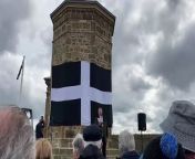 Bude-Stratton town and county councillor Peter La Broy proudly welcomes all to the unveiling of the Storm Tower&#39;s new location, after an extensive project saw it relocated to avoid oncoming coastal erosion