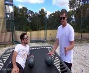 BOWLING BALLS DOUBLE BOUNCE Vs. TRAMPOLINE from 45m! from balls licking